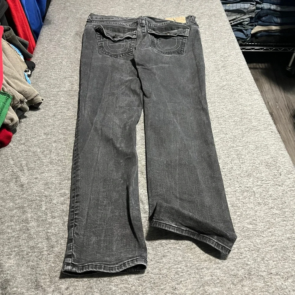 True Religion Rocco Relaxed Skinny Jeans Faded Black Flap Pocket Mens 32x31